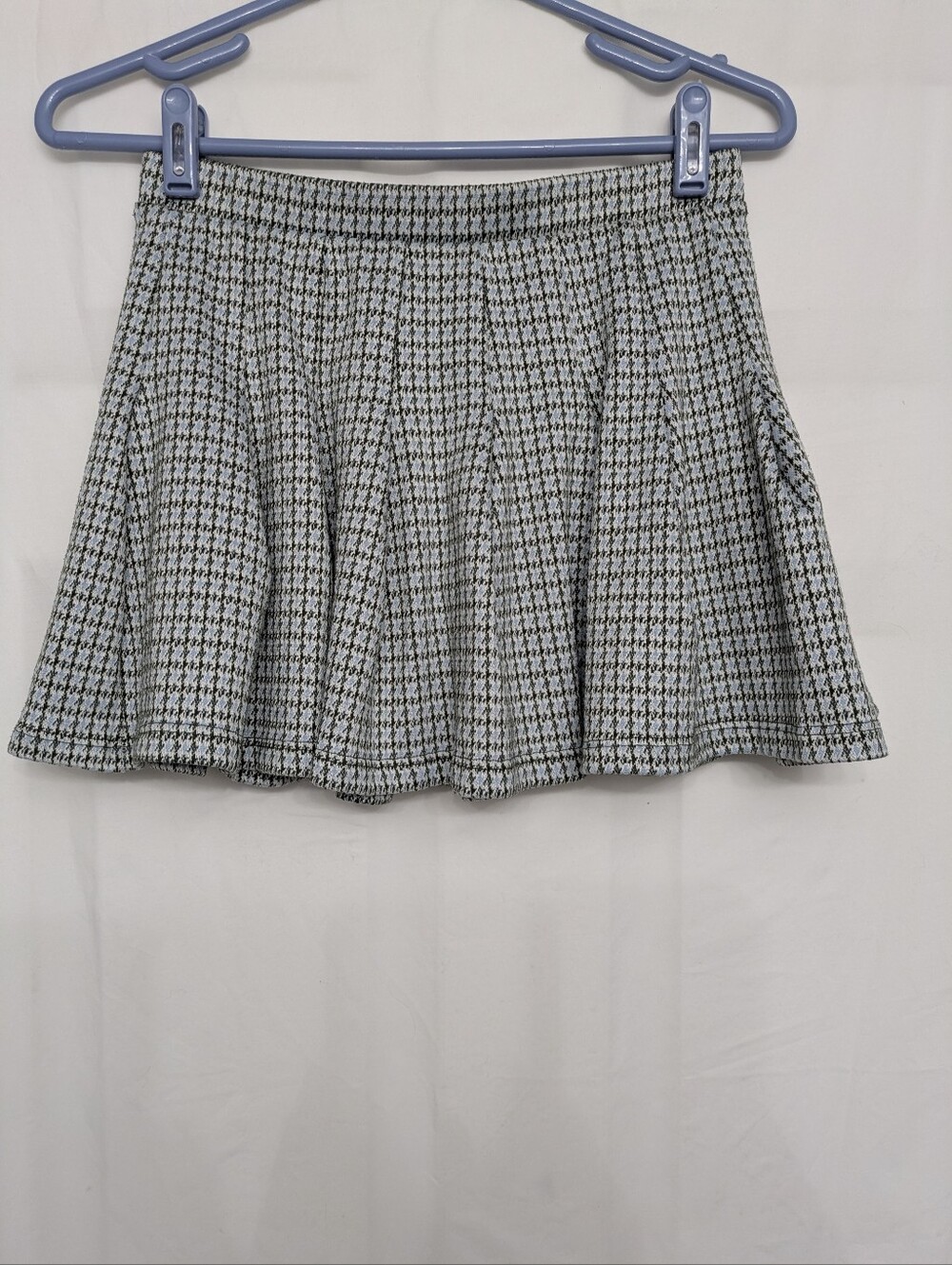 Altar'd State M Blue Houndstooth Mini Skater Skirt Preppy Academia - Picture 2 of 7